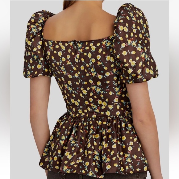 NWT Autumn Adiegbo Bridgette Floral Cut-Out Peplum Blouse - Picture 2 of 8